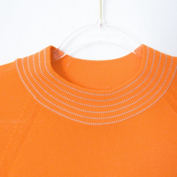 TRUE VINTAGE 60s Bright Orange Golf Shirt Preppy Sporty Style Stretch Knit- S - Picture 6 of 9